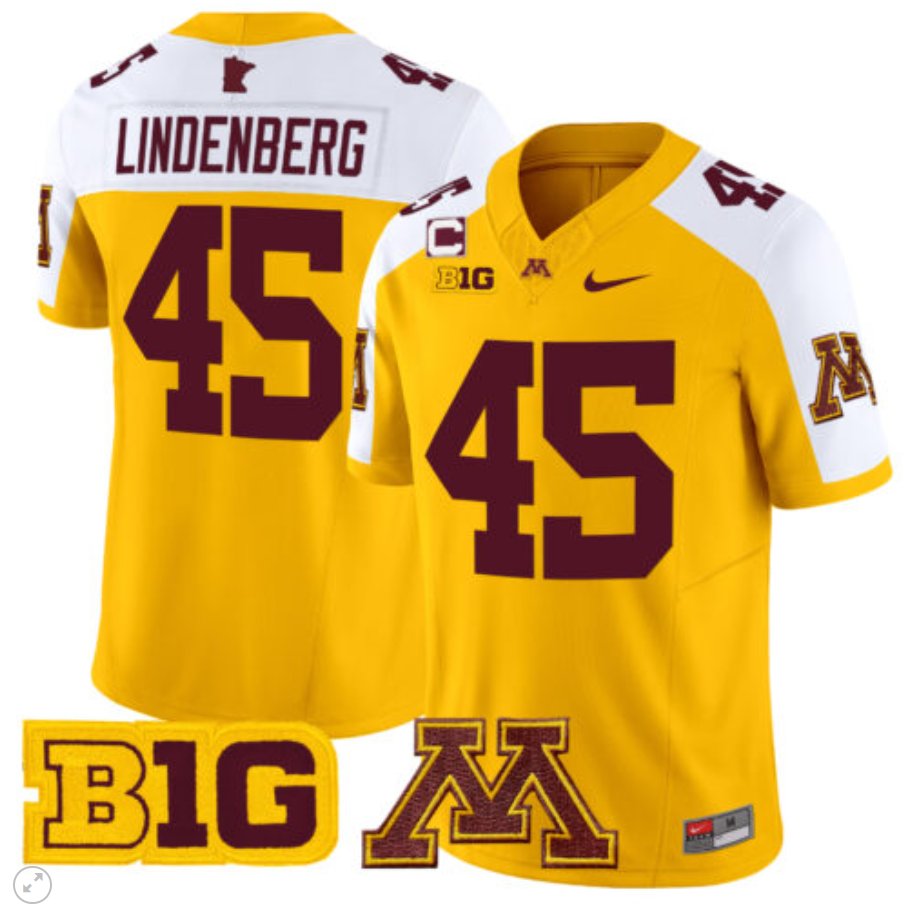 Men's Nike Cody Lindenberg Jersey #45 Minnesota Golden Gophers Vapor Limited Football Gold Alternate