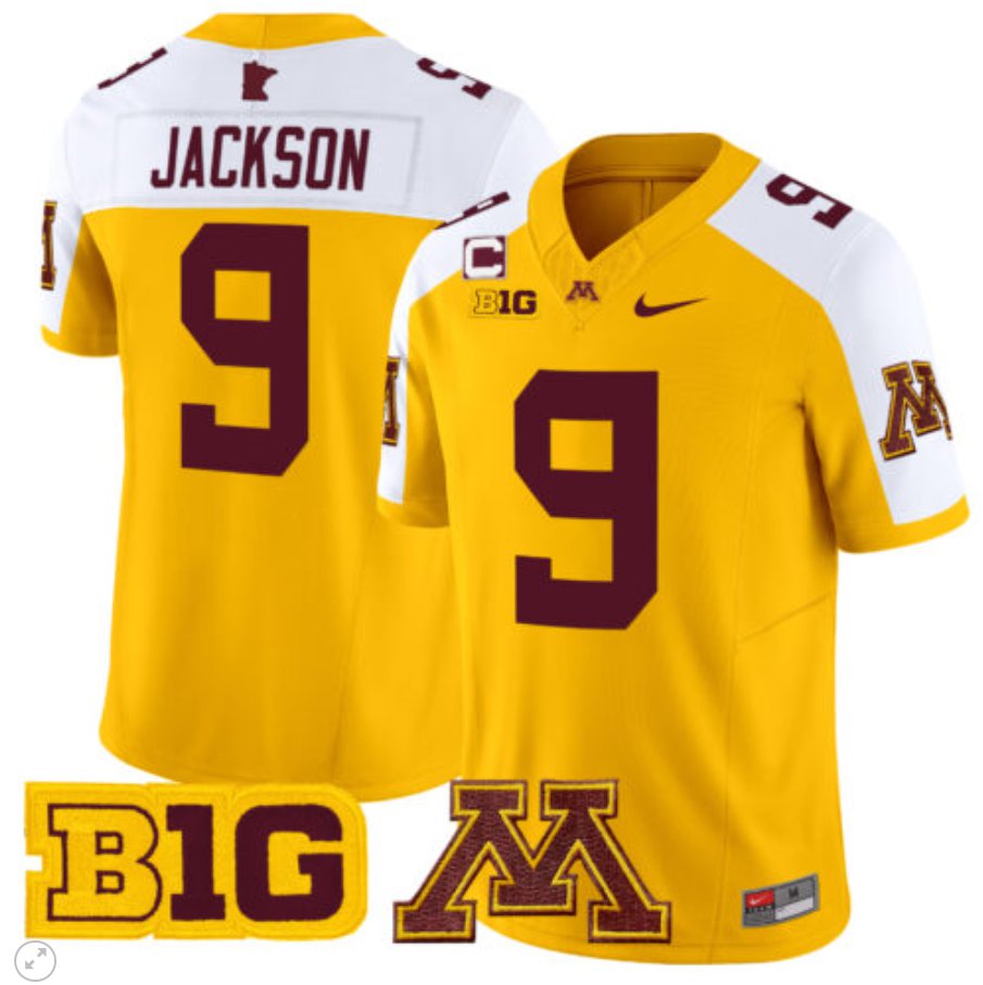 Men's Nike Daniel Jackson Jersey #9 Minnesota Golden Gophers Vapor Limited Football Gold Alternate