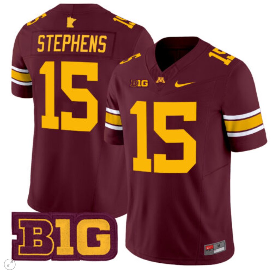 Men's Nike Sandy Stephens Jersey #15 Minnesota Golden Gophers Vapor Limited Football Maroon