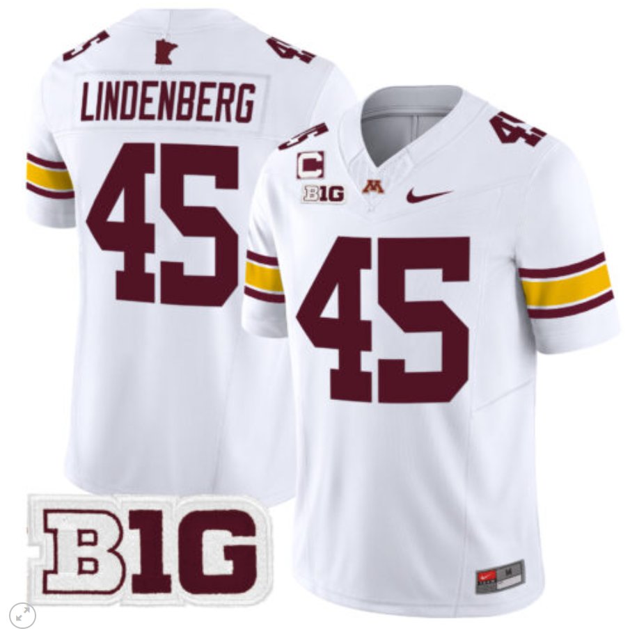 Men's Nike Cody Lindenberg Jersey #45 Minnesota Golden Gophers Vapor Limited Football White