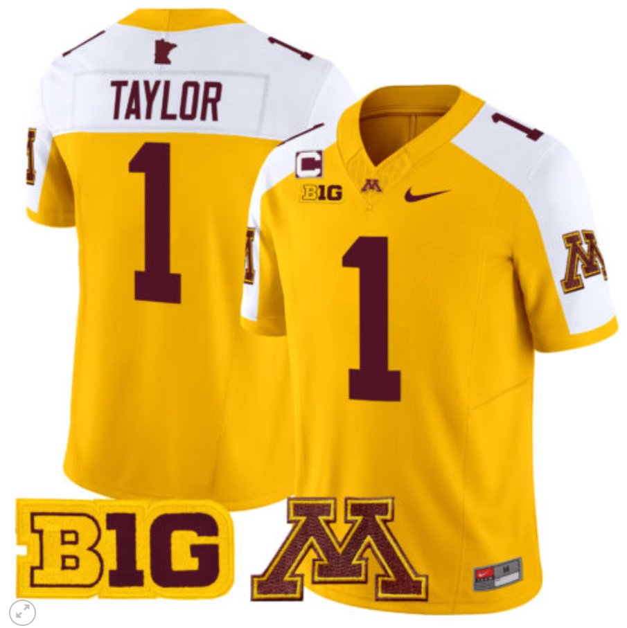 Men's Nike Darius Taylor Jersey #1 Minnesota Golden Gophers Vapor Limited Football Gold Alternate