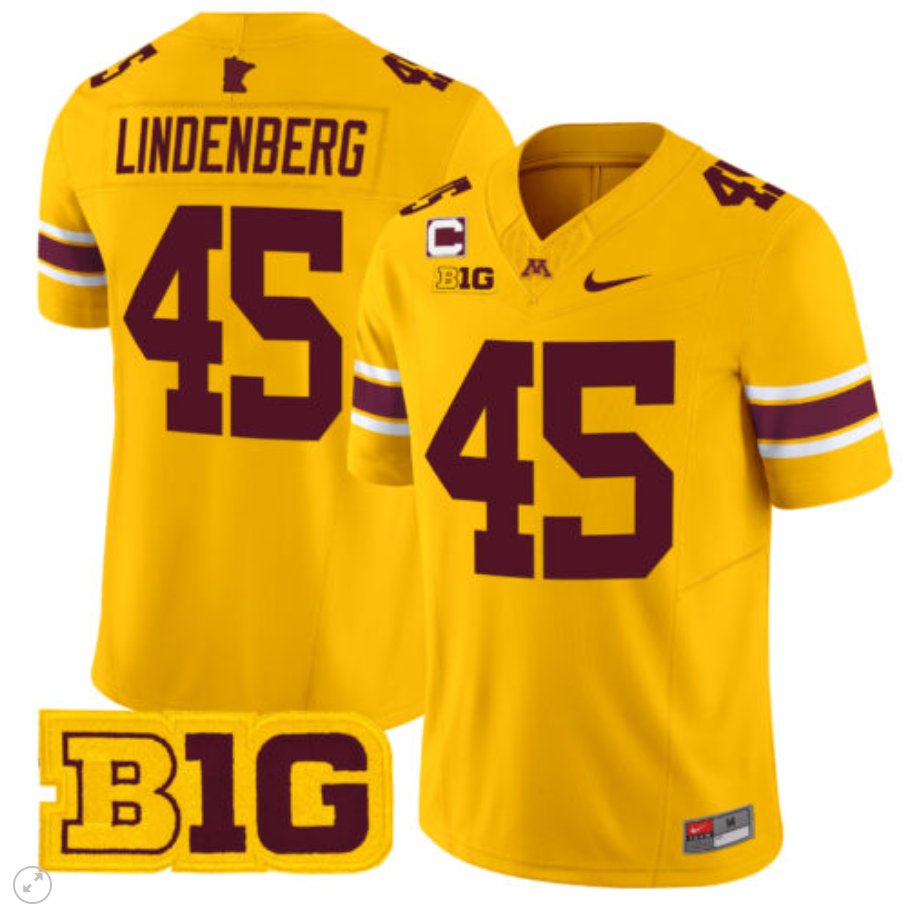 Men's Nike Cody Lindenberg Jersey #45 Minnesota Golden Gophers Vapor Limited Football Gold