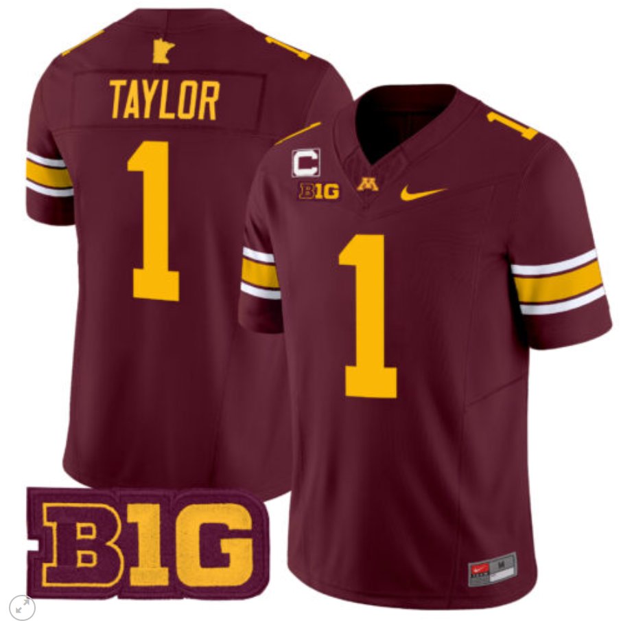 Men's Nike Darius Taylor Jersey #1 Minnesota Golden Gophers Vapor Limited Football Maroon