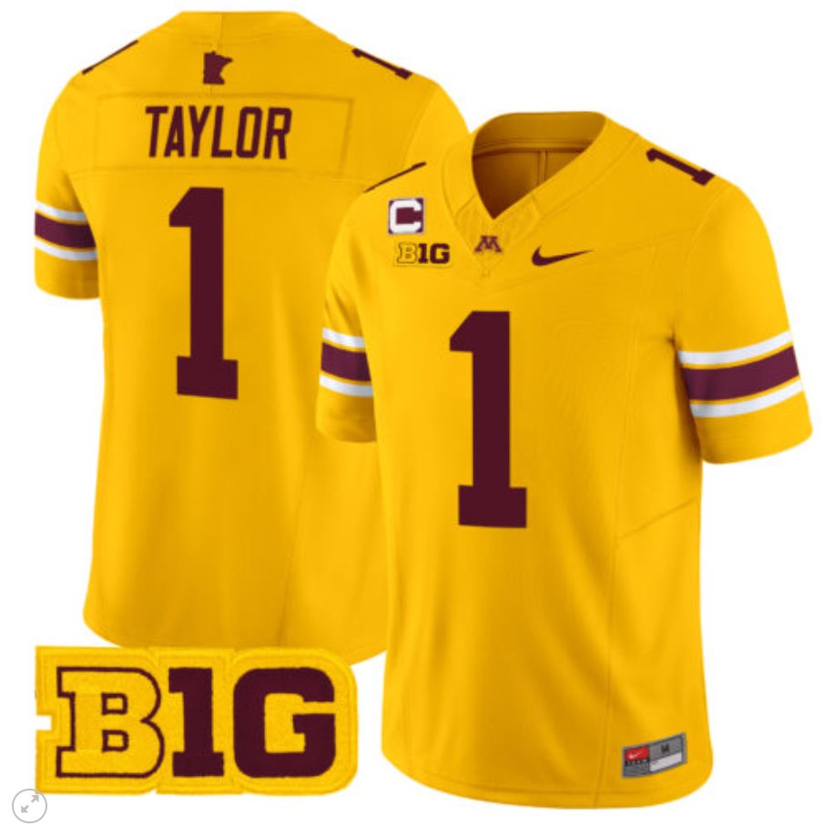 Men's Nike Darius Taylor Jersey #1 Minnesota Golden Gophers Vapor Limited Football Gold