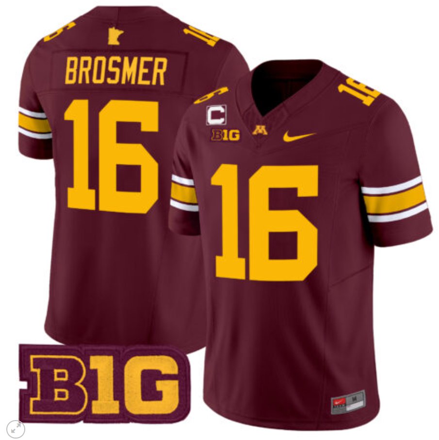 Men's Nike Max Brosmer Jersey #16 Minnesota Golden Gophers Vapor Limited Football Maroon