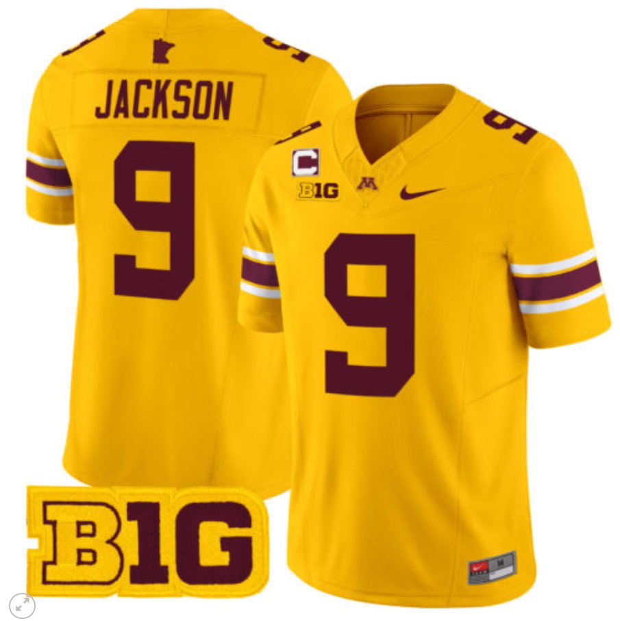 Men's Nike Daniel Jackson Jersey #9 Minnesota Golden Gophers Vapor Limited Football Gold