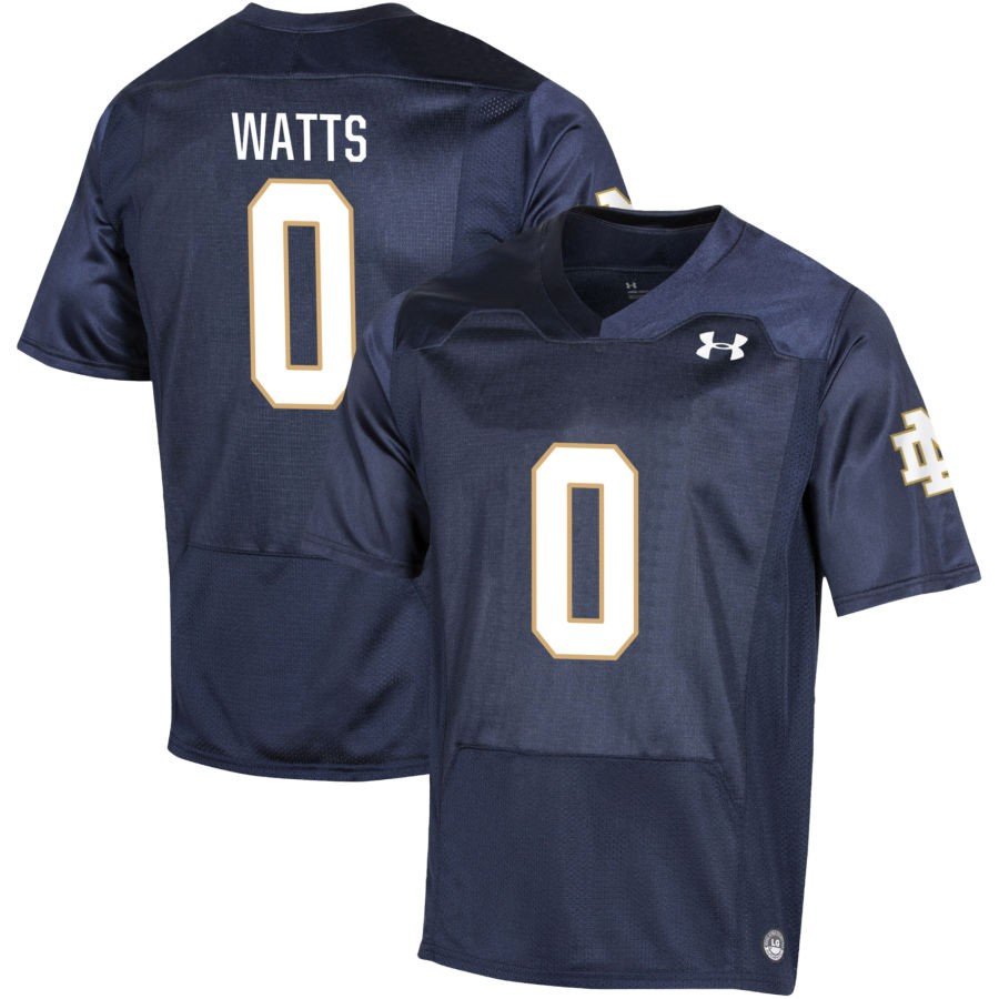 Men's Notre Dame Fighting Irish Xavier Watts Jersey Navy #0 Replica College Football