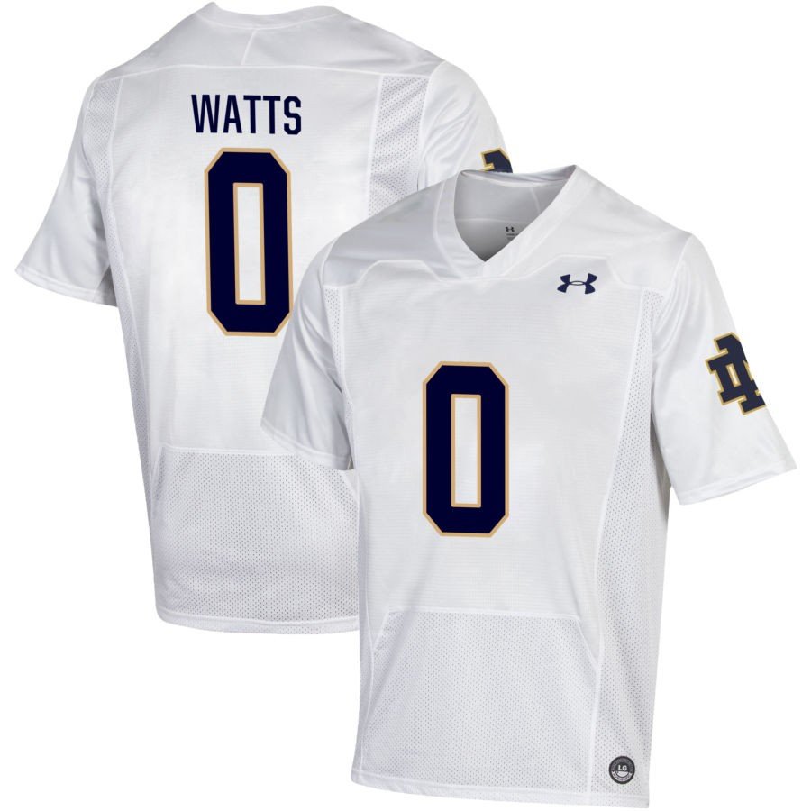 Men's Notre Dame Fighting Irish Xavier Watts Jersey White #0 Replica College Football