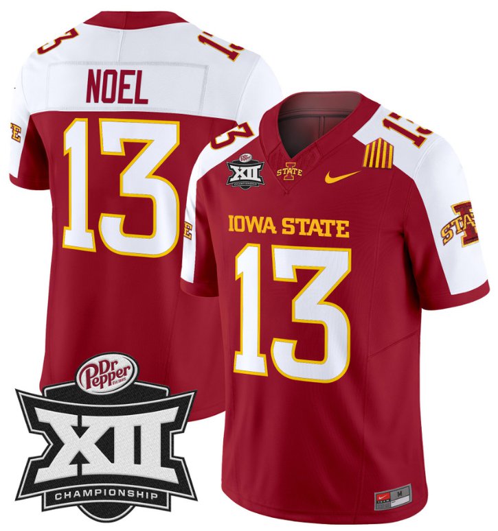 Men's Nike Jaylin Noel Jersey #13 Iowa State 2024 Championship Patch Vapor Cardinal Alterante