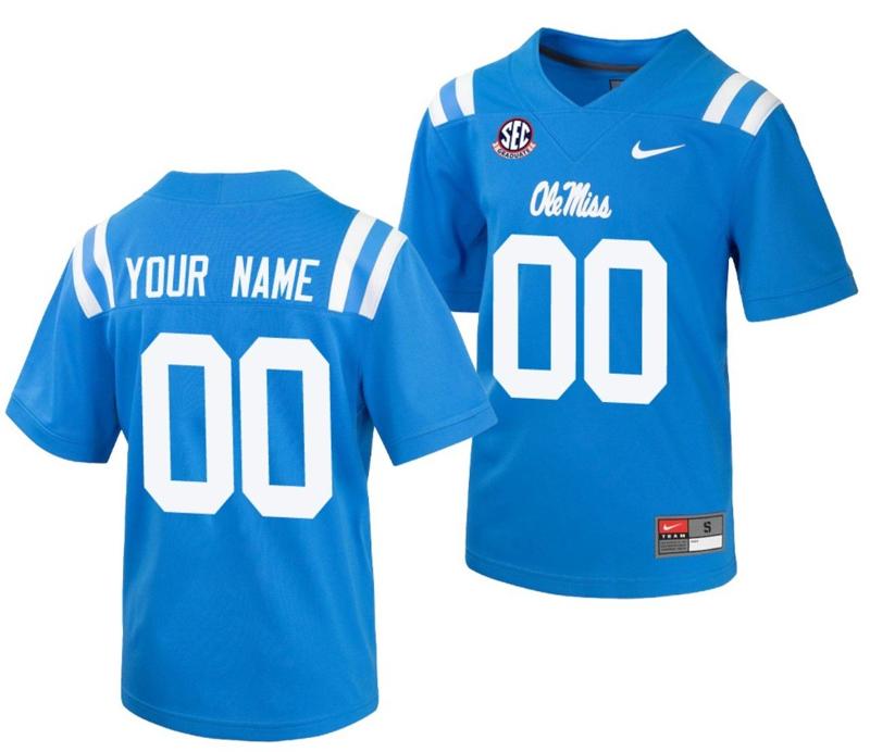 Men's Nike Custom Ole Miss Rebels Jersey Name and Number College NCAA Football Powder Blue