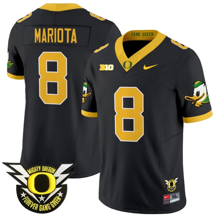 Men's Nike Marcus Mariota Jersey #8 Oregon Duck Forever Gang Green Football Black