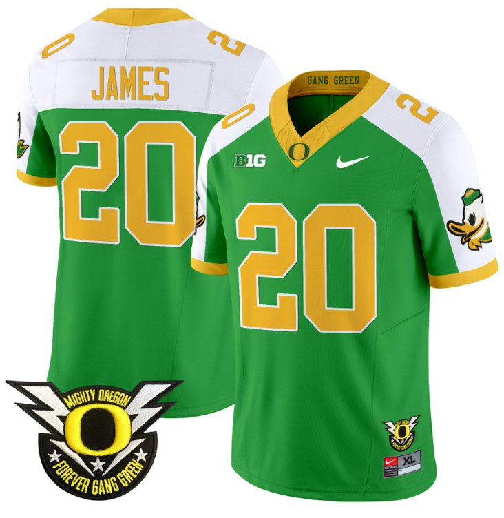 Men's Nike Jordan James Jersey #20 Oregon Duck Forever Gang Green Football Green Alternate