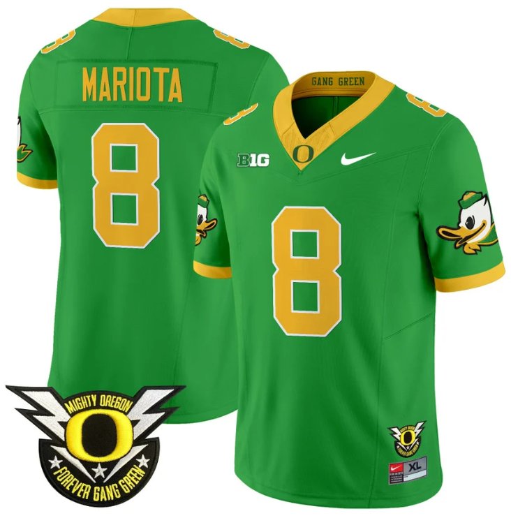 Men's Nike Marcus Mariota Jersey #8 Oregon Duck Forever Gang Green Football Green