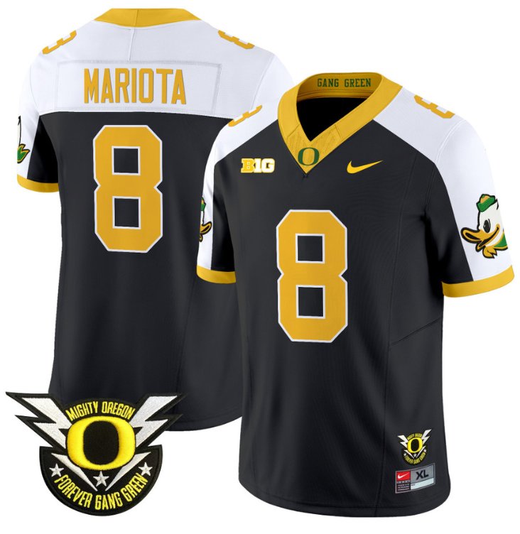 Men's Nike Marcus Mariota Jersey #8 Oregon Duck Forever Gang Green Football Black Alternate