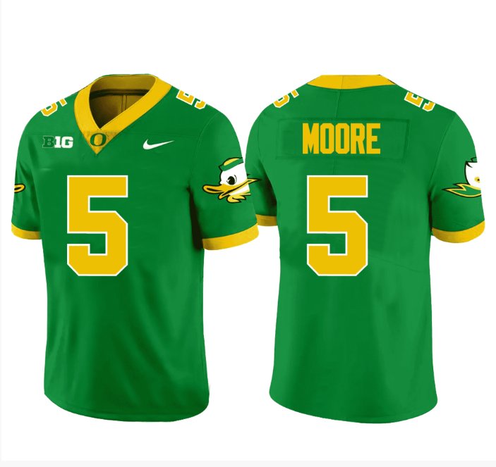 Men's Nike Dakorien Moore Jersey #5 Oregon Ducks Football Green