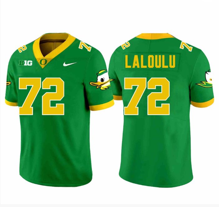 Men's Nike Lapani Laloulu Jersey #72 Oregon Ducks Football Green