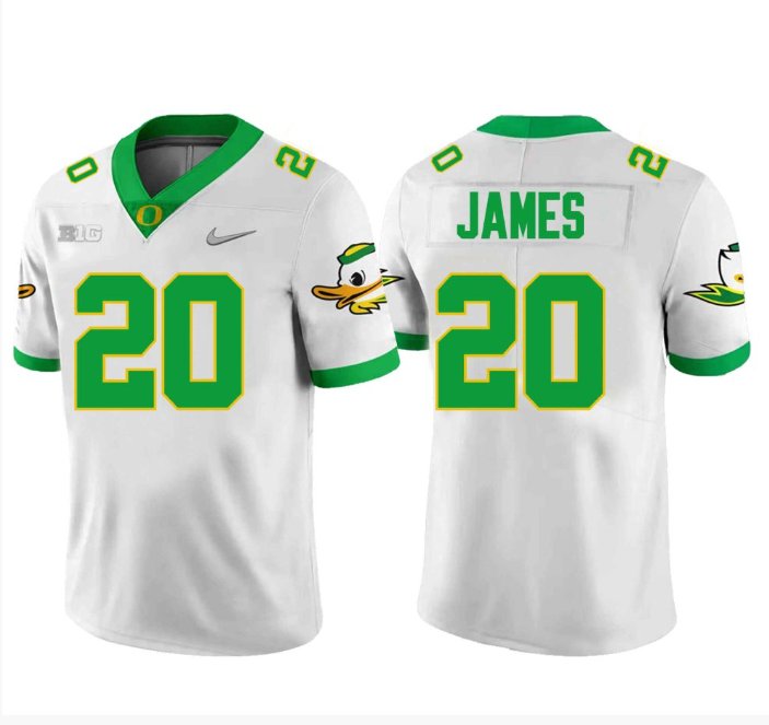 Men's Nike Jordan James Jersey #20 Oregon Ducks Football White