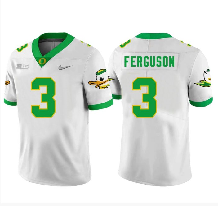 Men's Nike Terrance Ferguson Jersey #3 Oregon Ducks Football White