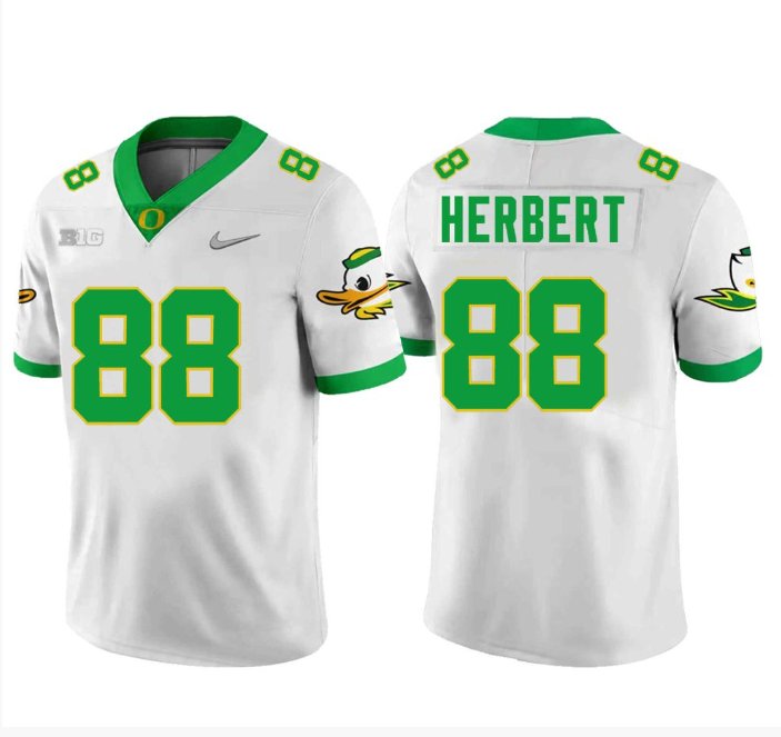 Men's Nike Patrick Herbert Jersey #88 Oregon Ducks Football White