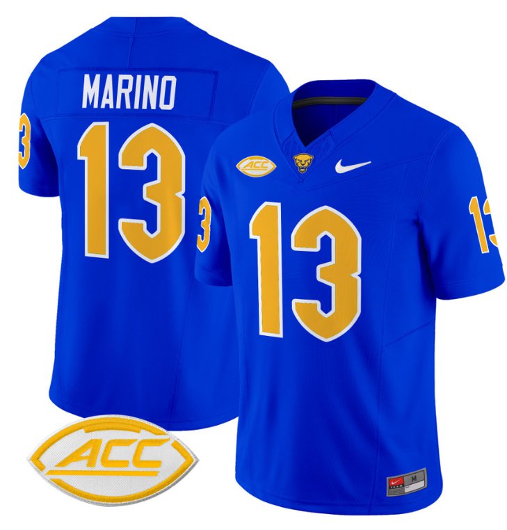 Men's Nike Dan Marino Jersey #13 Pittsburgh Panthers Vapor Limited College Football Stitched Royal