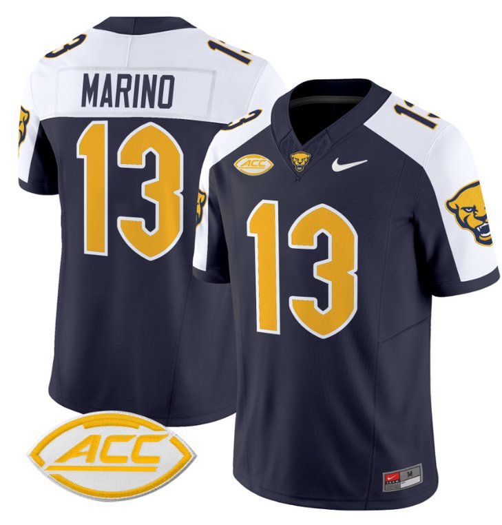 Men's Nike Dan Marino Jersey #13 Pittsburgh Panthers Vapor Limited College Football Stitched Navy Alternate