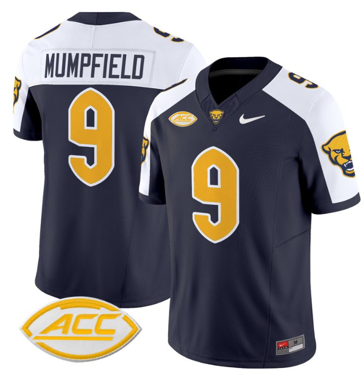 Men's Nike Konata Mumpfield Jersey #9 Pittsburgh Panthers Vapor Limited College Football Navy Alternate