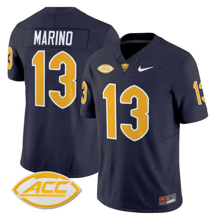 Men's Nike Dan Marino Jersey #13 Pittsburgh Panthers Vapor Limited College Football Stitched Navy