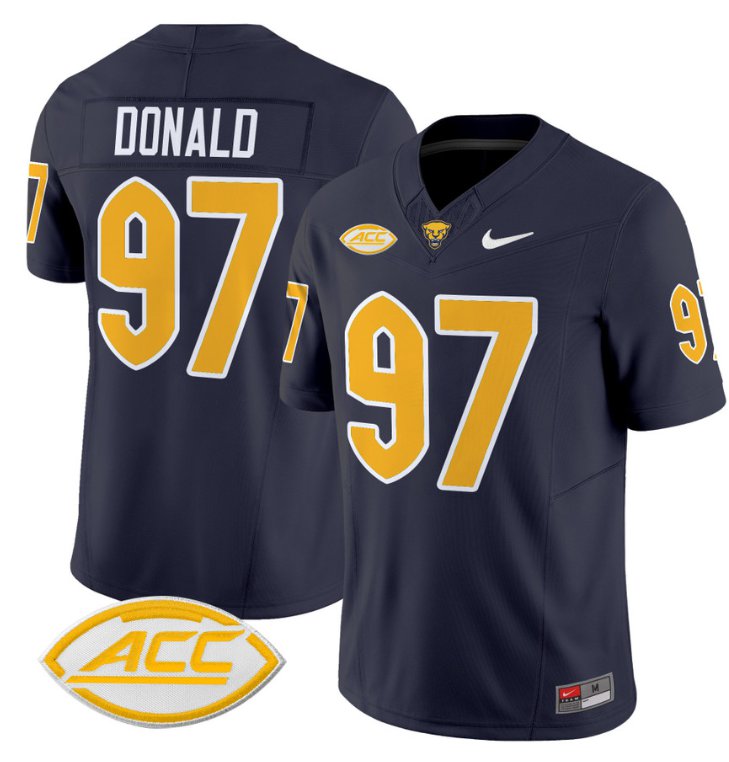 Men's Nike Aaron Donald Jersey #97 Pittsburgh Panthers Vapor Limited College Football Stitched Navy