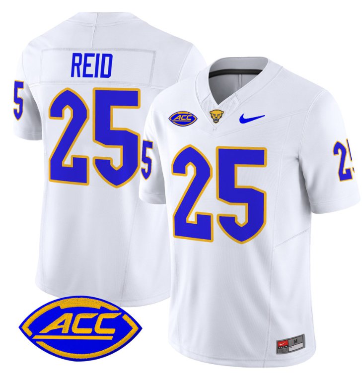 Men's Nike Desmond Reid Jersey #25 Pittsburgh Panthers Vapor Limited College Football Stitched White