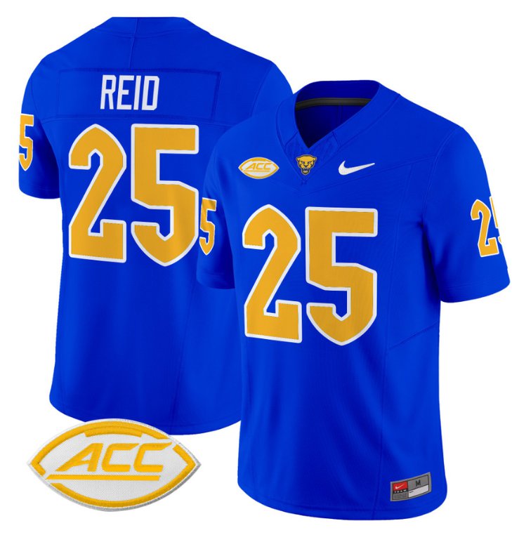 Men's Nike Desmond Reid Jersey #25 Pittsburgh Panthers Vapor Limited College Football Stitched Royal