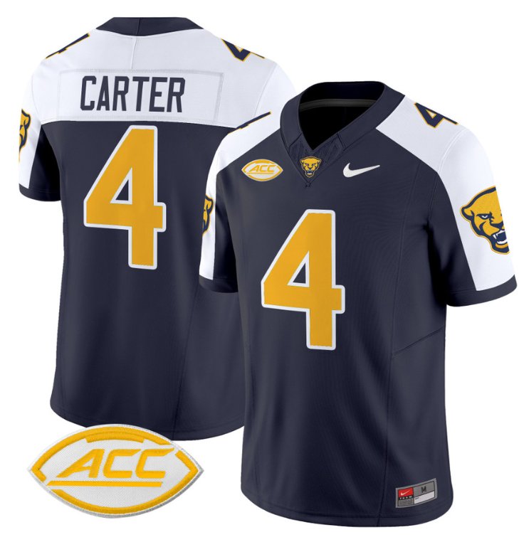 Men's Nike Daniel Carter Jersey #4 Pittsburgh Panthers Vapor Limited College Football Stitched Navy Alternate