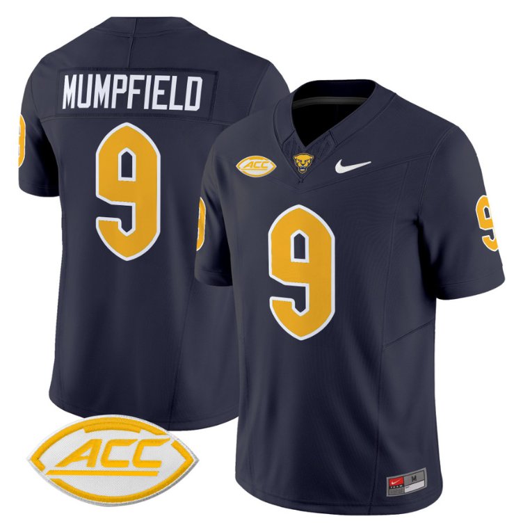 Men's Nike Konata Mumpfield Jersey #9 Pittsburgh Panthers Vapor Limited College Football Stitched Navy