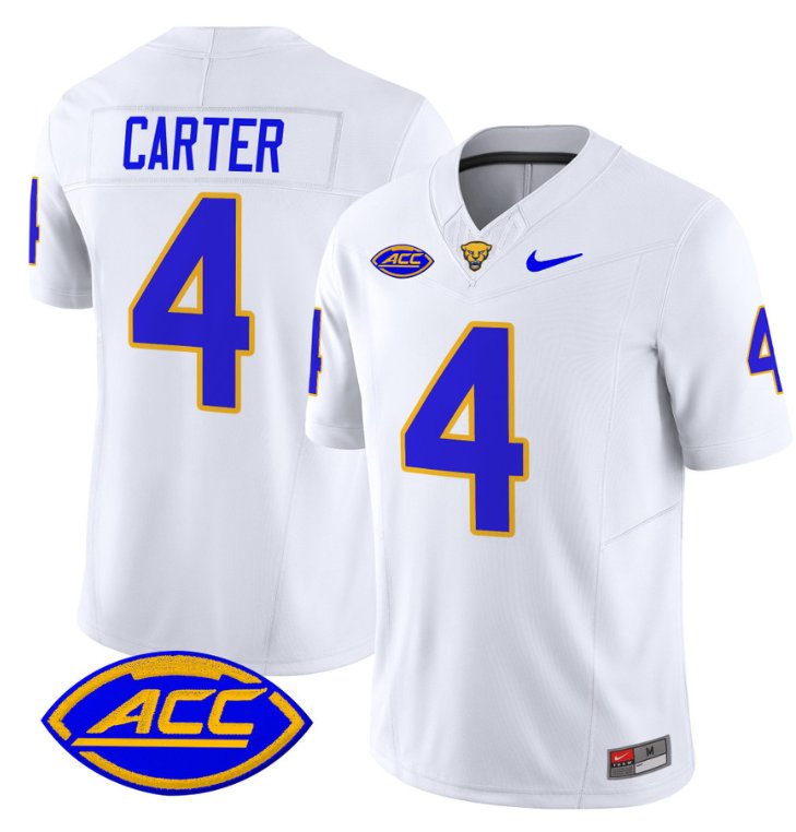 Men's Nike Daniel Carter Jersey #4 Pittsburgh Panthers Vapor Limited College Football Stitched White