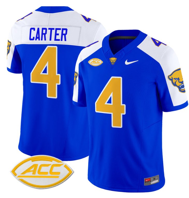 Men's Nike Daniel Carter Jersey #4 Pittsburgh Panthers Vapor Limited College Football Stitched Royal Alternate