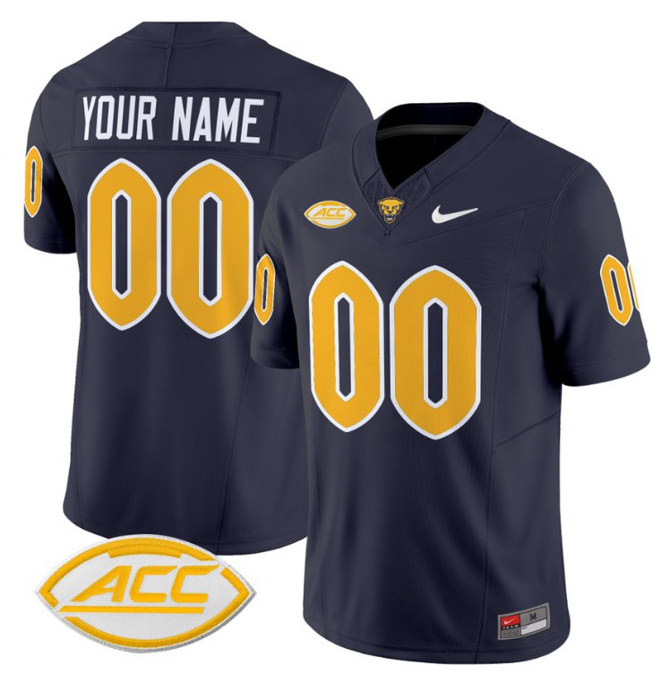 Men's Nike Custom Pittsburgh Panthers Jersey Name and Number Vapor College Football Stitched Navy