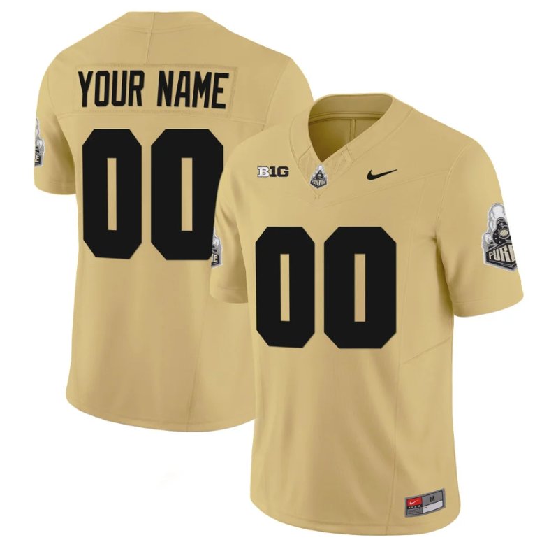 Men's Nike Custom Purdue Boilermakers Jersey Name and Number Vapor Football Stitched Gold