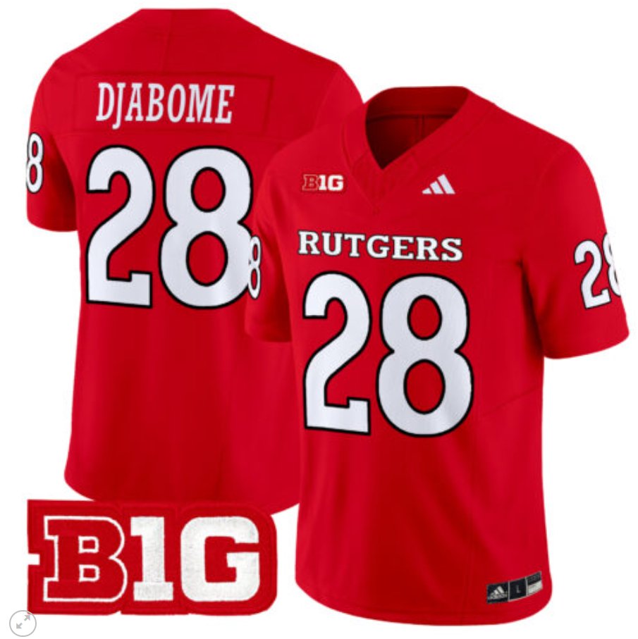 Men's Adidas Dariel Djabome Jersey #28 Rutgers Scarlet Knights Vapor Limited Football Red