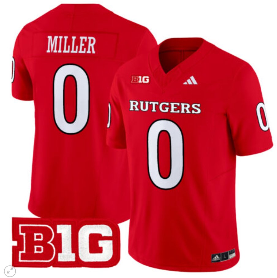 Men's Adidas Dymere Miller Jersey #0 Rutgers Scarlet Knights Vapor Limited Football Red