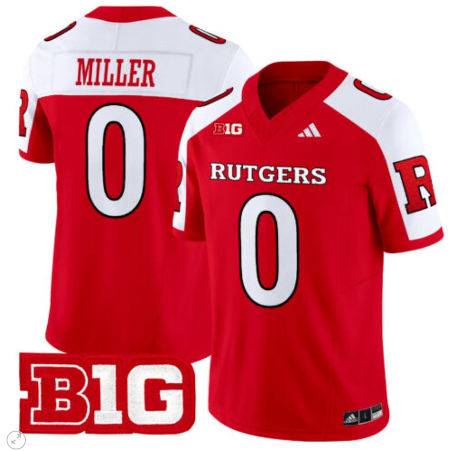 Men's Adidas Dymere Miller Jersey #0 Rutgers Scarlet Knights Vapor Limited Football Red Alternate