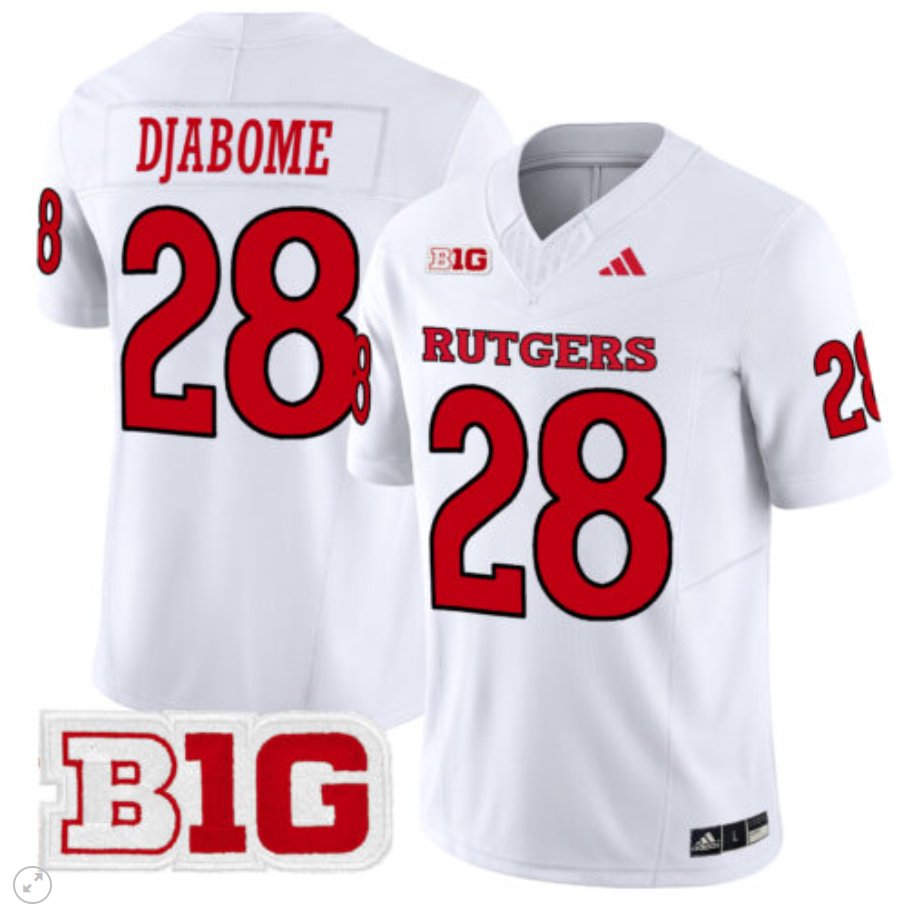 Men's Adidas Dariel Djabome Jersey #28 Rutgers Scarlet Knights Vapor Limited Football White