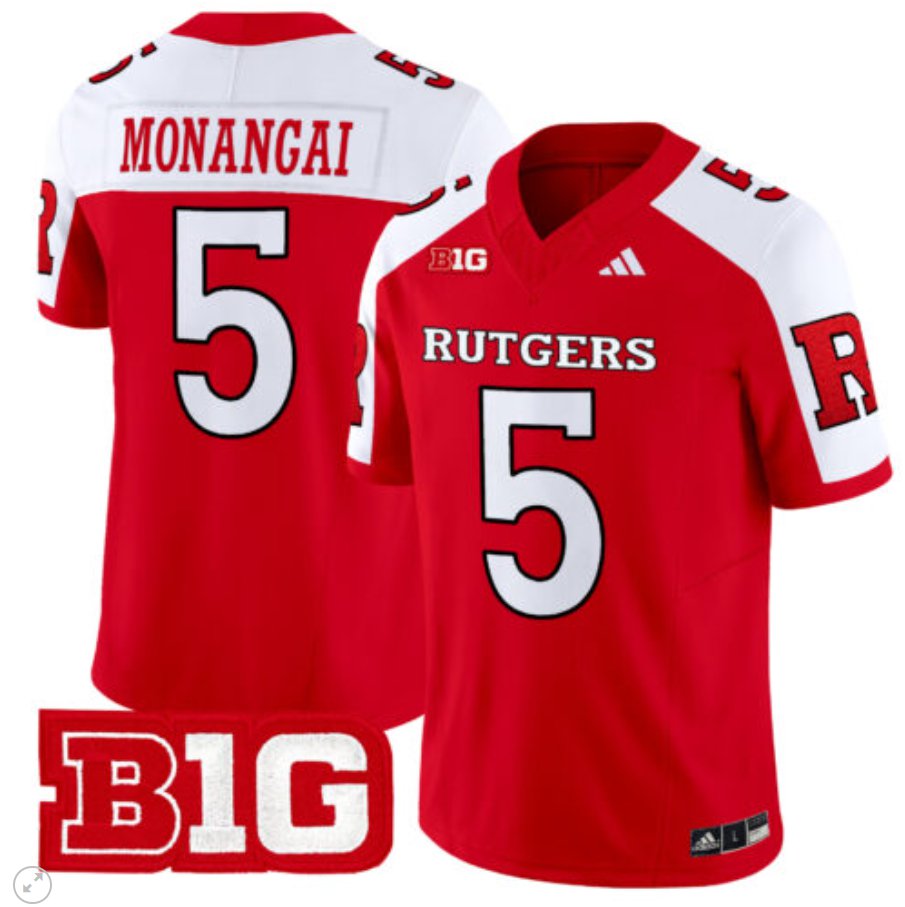 Men's Adidas Kyle Monangai Jersey #5 Rutgers Scarlet Knights Vapor Limited Football Red Alternate