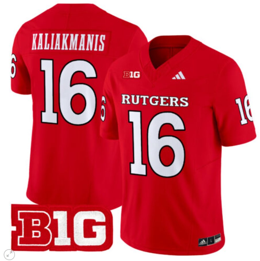 Men's Adidas Athan Kaliakmanis Jersey #16 Rutgers Scarlet Knights Vapor Limited Football Red