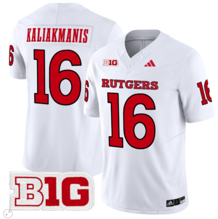 Men's Adidas Athan Kaliakmanis Jersey #16 Rutgers Scarlet Knights Vapor Limited Football White