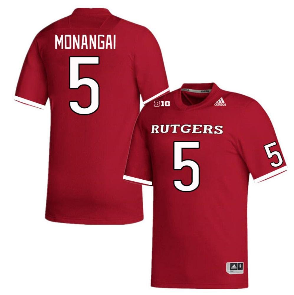 Men's Adidas Rutgers Scarlet Knights #5 Kyle Monangai Jersey Red College Football