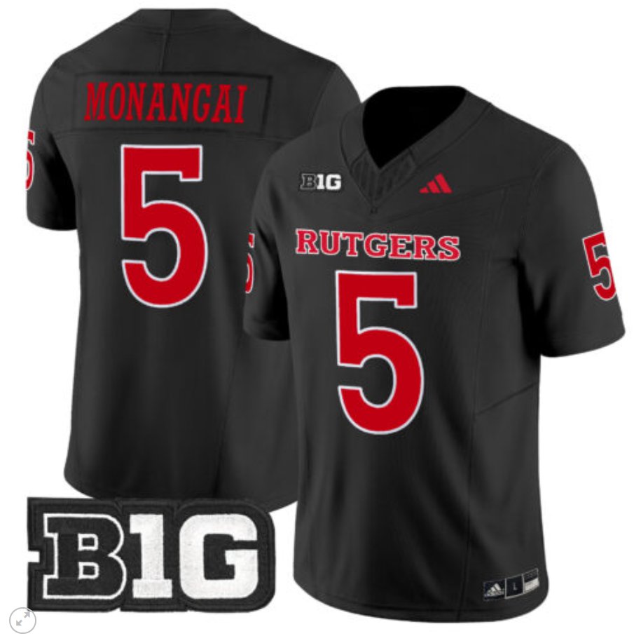 Men's Adidas Kyle Monangai Jersey #5 Rutgers Scarlet Knights Vapor Limited Football Black