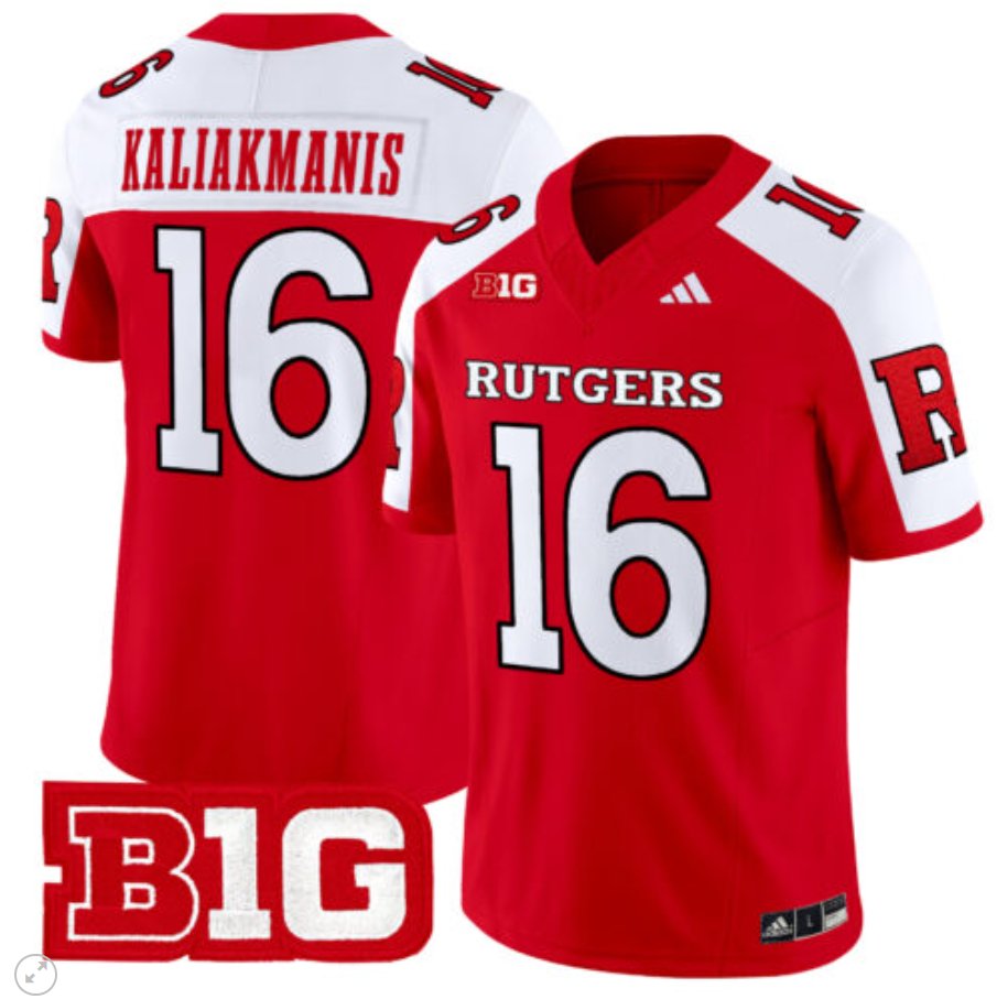 Men's Adidas Athan Kaliakmanis Jersey #16 Rutgers Scarlet Knights Vapor Limited Football Red Alternate