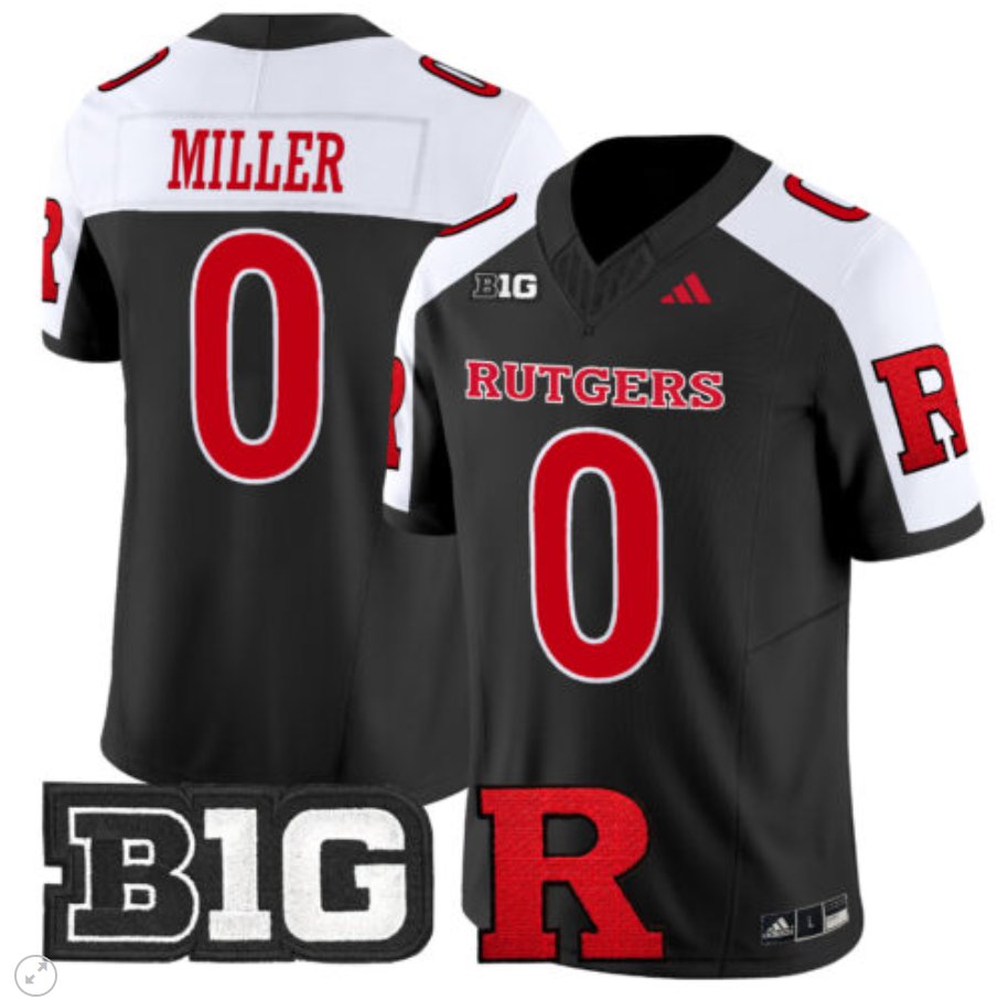 Men's Adidas Dymere Miller Jersey #0 Rutgers Scarlet Knights Vapor Limited Football Black Alternate