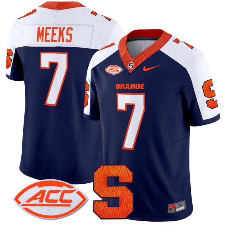 Men's Nike Jackson Meeks Jersey #7 Syracuse Orange Vapor Limited College Football Navy Alternate