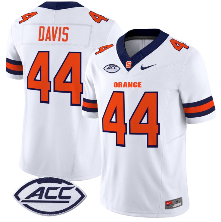 Men's Nike Ernie Davis Jersey #44 Syracuse Orange Vapor Limited College Football White