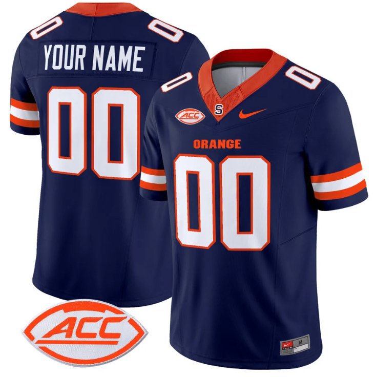 Men's Nike Custom Syracuse Orange Jersey Name and Number Vapor Limited College Football Navy